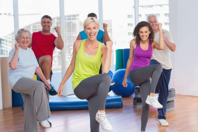 smiling people doing power fitness exercise- brain volume