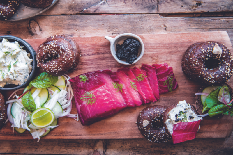 Beetroot Cured Salmon with Green Apple & Fennel Salad