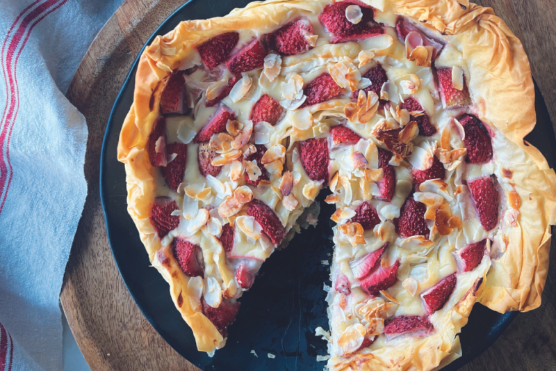 Strawberry Custard Filo Tart
