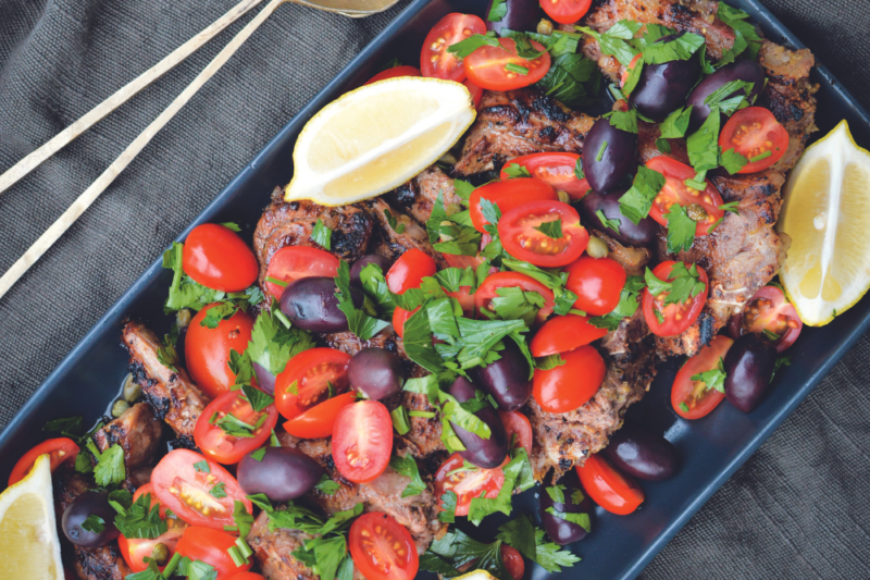 Greek Lamb Chops with Tomato Salad